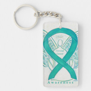 Cervical Cancer Angel Awareness Ribbon Keychain