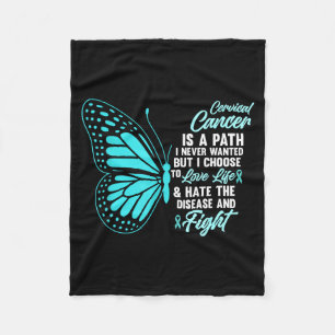 Cervical Cancer Awareness Butterfly Quote Suprt  Fleece Blanket