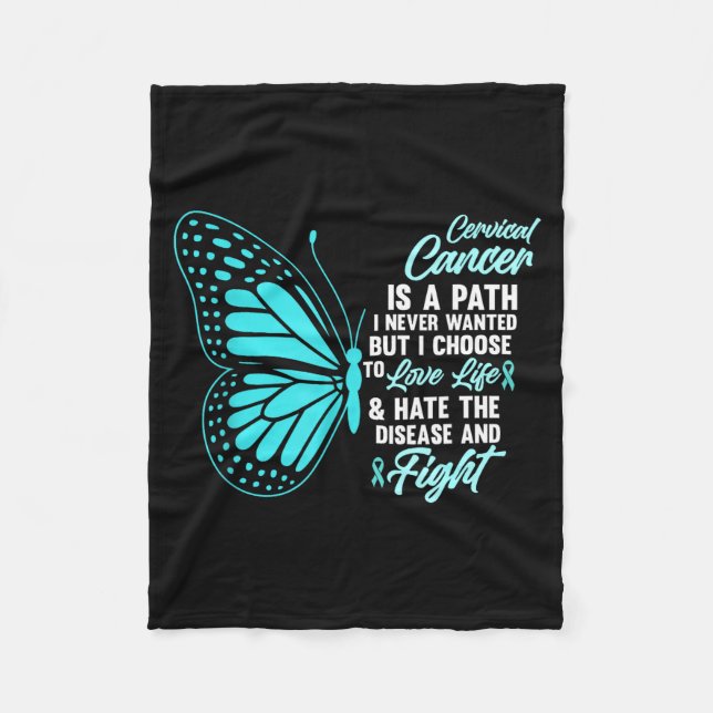 Cervical Cancer Awareness Butterfly Quote Suprt  Fleece Blanket (Front)