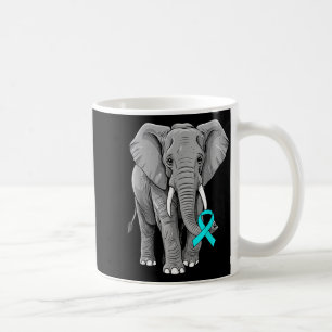 Cervical Cancer Awareness Elephant Ribbon Teal Men Coffee Mug