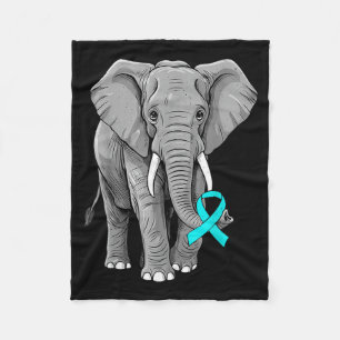 Cervical Cancer Awareness Elephant Ribbon Teal Men Fleece Blanket