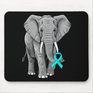 Cervical Cancer Awareness Elephant Ribbon Teal Men Mouse Mat