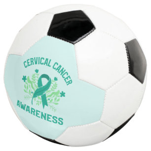 Cervical Cancer Awareness Floral Teal Ribbon Football