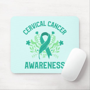 Cervical Cancer Awareness Floral Teal Ribbon Mouse Mat