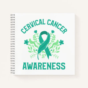 Cervical Cancer Awareness Floral Teal Ribbon Notebook