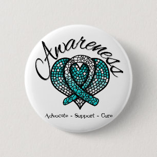 Cervical Cancer Awareness Mosaic Heart 6 Cm Round Badge