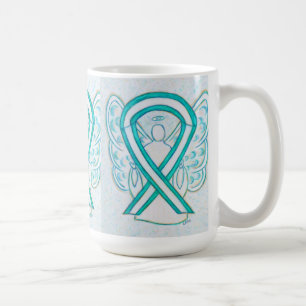 Cervical Cancer Awareness Ribbon Angel Art Mug