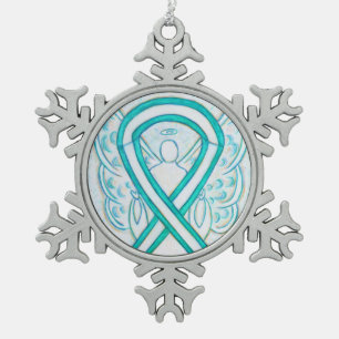 Cervical Cancer Awareness Ribbon Angel Ornament