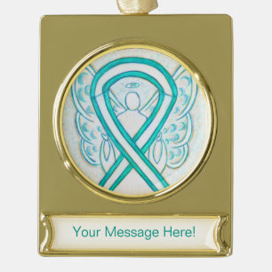 Cervical Cancer Awareness Ribbon Angel Ornament