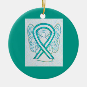 Cervical Cancer Awareness Ribbon Angel Ornaments