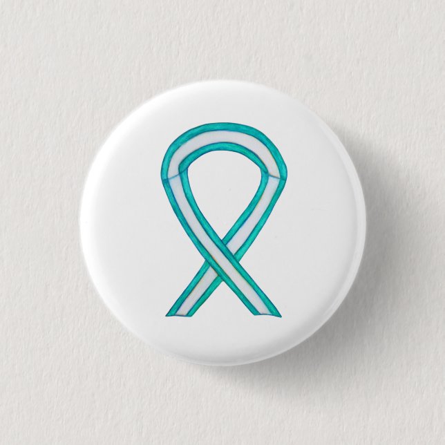 Cervical Cancer Awareness Ribbon Custom Button Pin (Front)