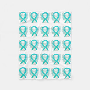 Cervical Cancer Awareness Ribbon Fleece Blankets