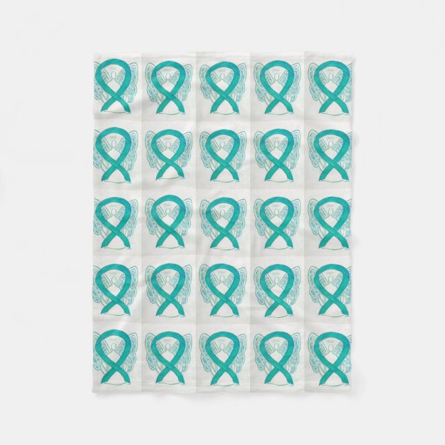 Cervical Cancer Awareness Ribbon Fleece Blankets (Front)