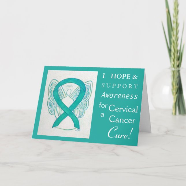 Cervical Cancer Awareness Ribbon Greeting Card (Front)