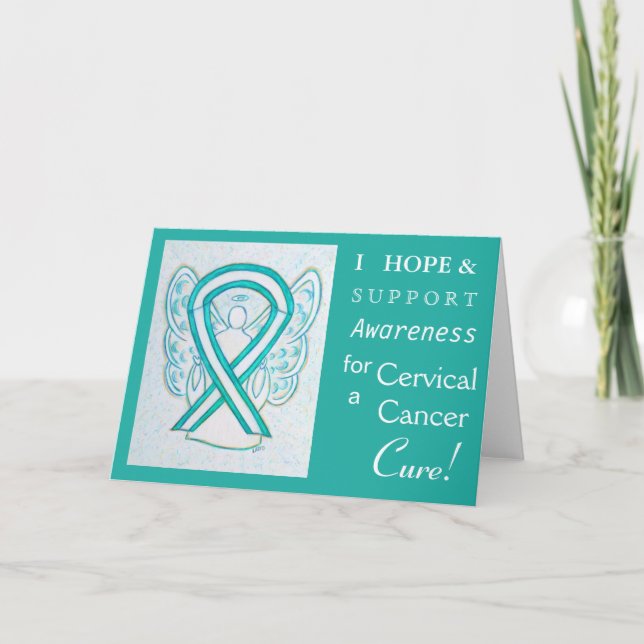Cervical Cancer Awareness Ribbon Greeting Card (Front)
