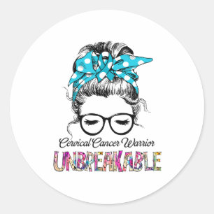 Cervical Cancer Awareness Ribbon Support Gifts Classic Round Sticker