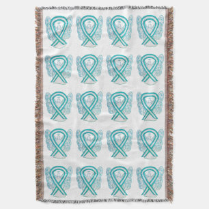 Cervical Cancer Awareness Ribbon Throw Blankets