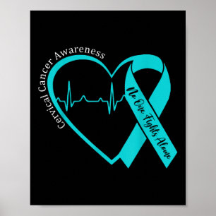 Cervical Cancer Awareness Support Heart Teal Men W Poster