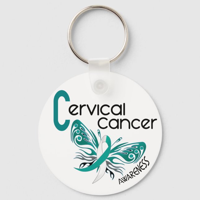Cervical Cancer BUTTERFLY 3 Key Ring (Front)