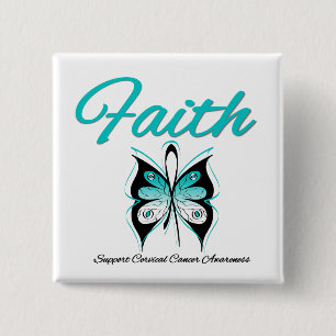 Cervical Cancer Faith Butterfly Ribbon 15 Cm Square Badge