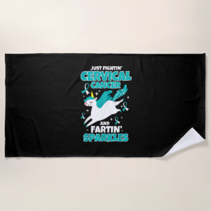 Cervical Cancer Funny Unicorn Farting Sparkles T-S Beach Towel