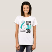 Cervical Cancer Hope Love Cure Ribbon T-Shirt (Front Full)