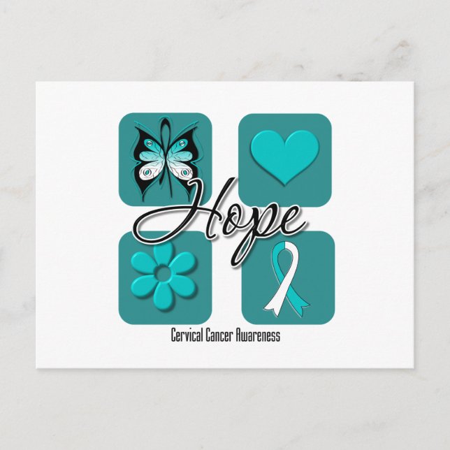 Cervical Cancer Hope Love Inspire Awareness Postcard (Front)
