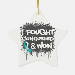Cervical Cancer I Fought Conquered Won Ceramic Tree Decoration
