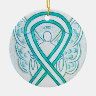 Cervical Cancer Ribbon Angel Custom Art Ornaments