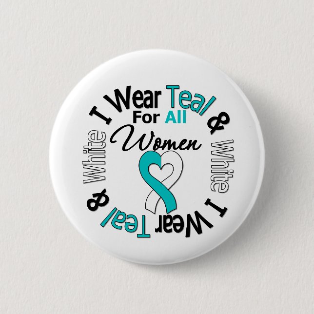 Cervical Cancer Ribbon For All Women 6 Cm Round Badge (Front)