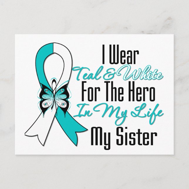 Cervical Cancer Ribbon My Hero My Sister Postcard (Front)