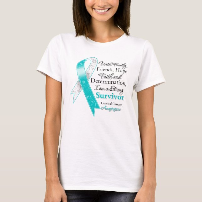 Cervical Cancer Support Strong Survivor T-Shirt (Front)