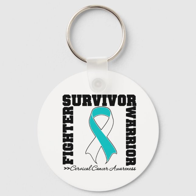 Cervical Cancer Survivor Fighter Warrior Key Ring (Front)