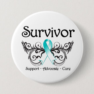 Cervical Cancer Survivor Floral Deco 7.5 Cm Round Badge