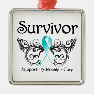 Cervical Cancer Survivor Floral Deco Metal Tree Decoration