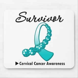 Cervical Cancer Survivor Gemstone Ribbon Mouse Mat