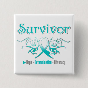 Cervical Cancer Survivor Tribal Ribbon 15 Cm Square Badge