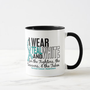CERVICAL CANCER Teal White For Fighters Survivors Mug