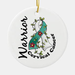 Cervical Cancer Warrior 15 Ceramic Tree Decoration