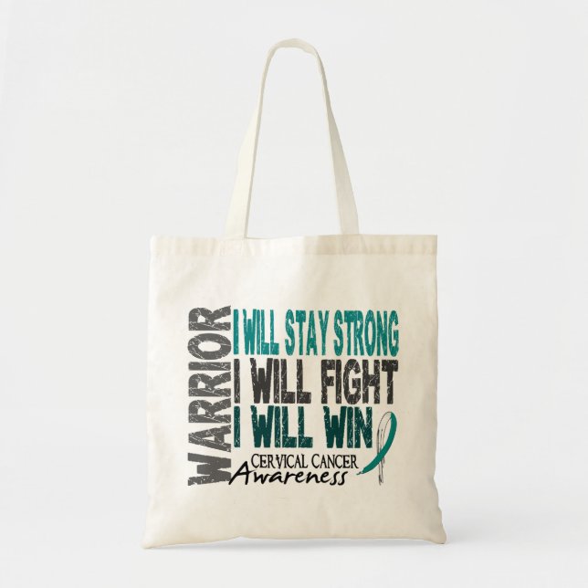 Cervical Cancer Warrior Tote Bag (Front)