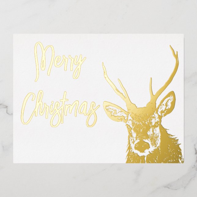 Cervo natalizio Oro Foil Holiday Post Card (Front)