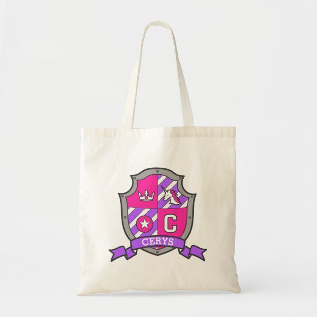 Cerys knight shield C name pink purple library Tote Bag (Front)