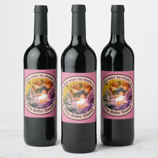 Cesarean Birth Scene, Perfect Baby Shower Keepsake Wine Label (Bottles)