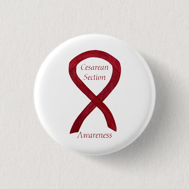 Cesarean Section Awareness Ribbon Custom Art Pin (Front)