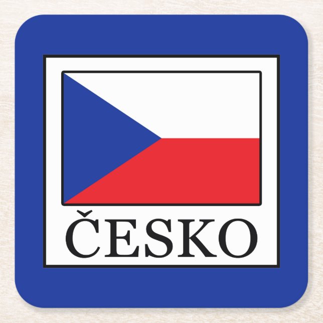 Česko Square Paper Coaster (Front)
