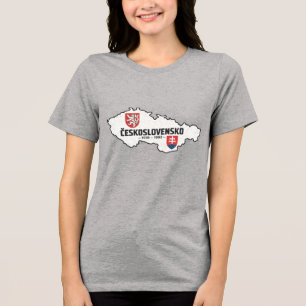Československo 1918-1992 Vintage Map Distressed Tri-Blend Shirt