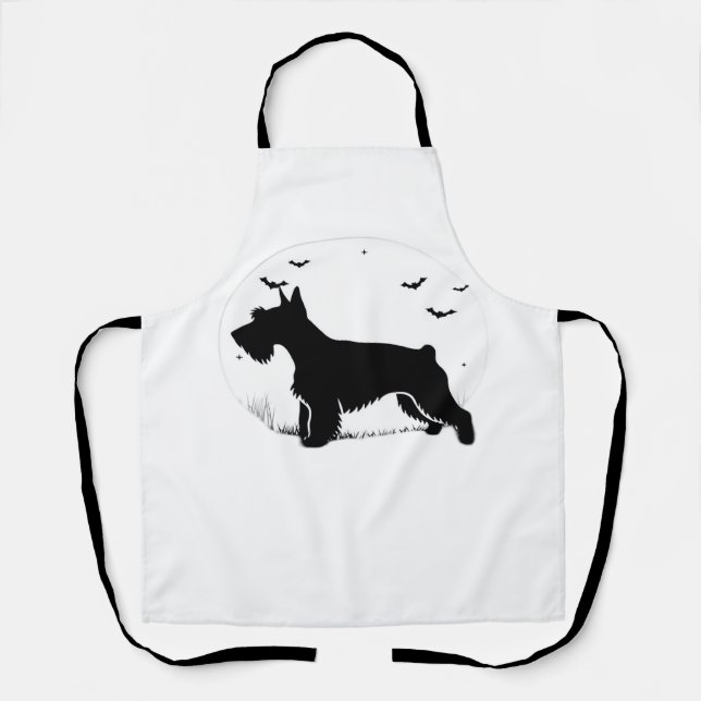Cesky Terrier Dog – Halloween Moon Silhouette Clas Apron (Front)