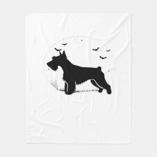 Cesky Terrier Dog � Halloween Moon Silhouette Clas Fleece Blanket