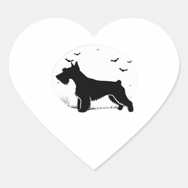 Cesky Terrier Dog – Halloween Moon Silhouette Clas Heart Sticker (Front)