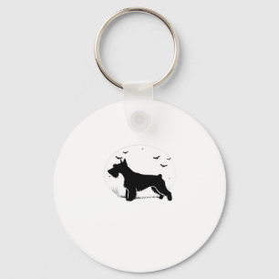 Cesky Terrier Dog � Halloween Moon Silhouette Clas Key Ring